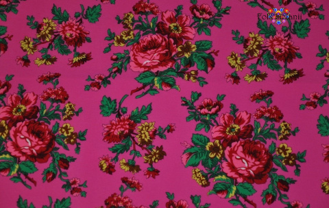 Bukowina tkanina ludowa krepa wzór góralski 6 kolorów