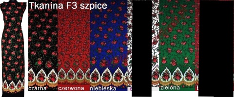 Łezki tkanina ludowa krepa wzór góralski z 1 strony 6 kolorów