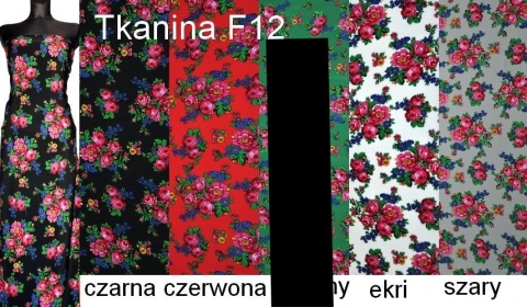 Wzór karpacki tkanina ludowa krepa 5 kolorów